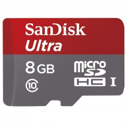 Carte Mémoire MicroSDHC SanDisk Ultra 8 Go, Classe 10, UHS-I pour Android + Adaptateur SD