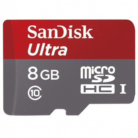 Carte Mémoire MicroSDHC SanDisk Ultra 8 Go, Classe 10, UHS-I pour Android +  Adaptateur SD