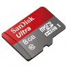 Carte Mémoire MicroSDHC SanDisk Ultra 8 Go, Classe 10, UHS-I pour Android + Adaptateur SD