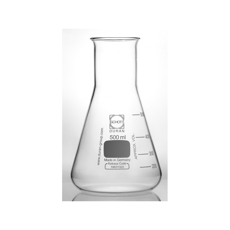Fiole Erlenmeyer col large avec rebord